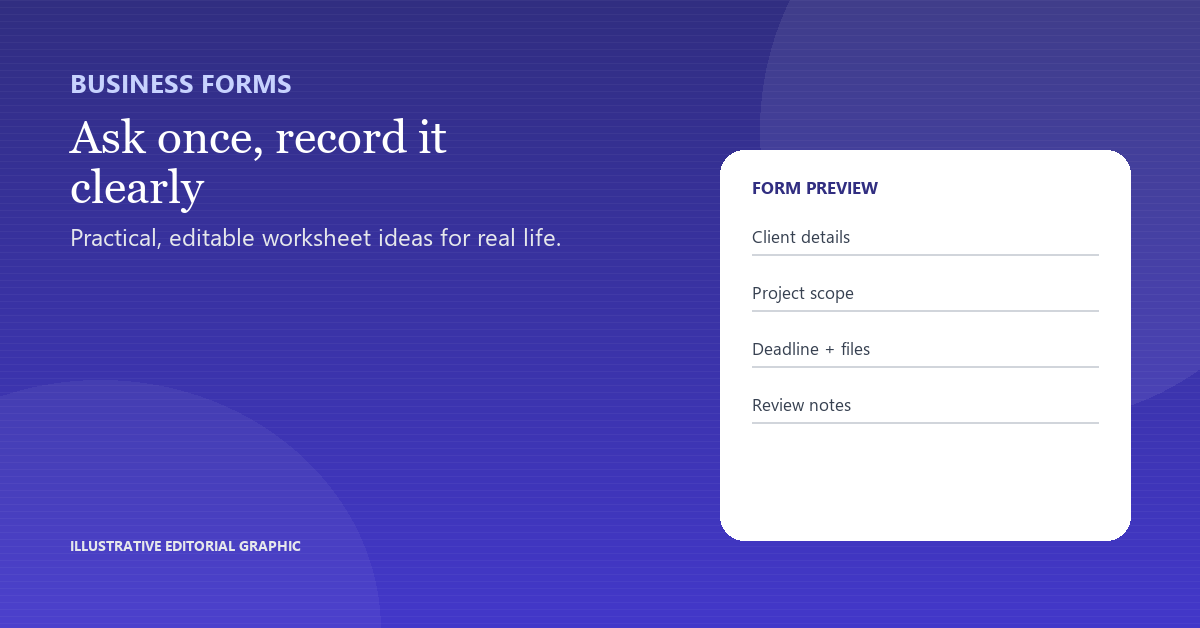 Illustrative editorial cover for Business Form Templates